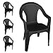 Produktbild 4 Stück Gartenstuhl Stapelstuhl Rattan Optik Gartensessel Kunststoff Schwarz Terrassenmöbel Balkonmöbel