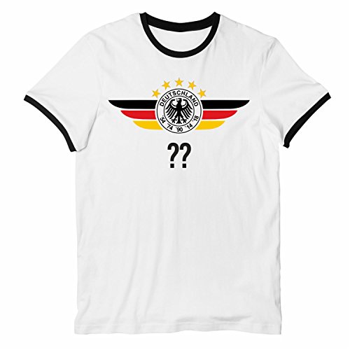 Kinder Fußball T-Shirt bedruckbar – WUNSCHNAME & NUMMER – Fantrikot WM / EM / DEUTSCHLAND 5 Sterne | vorne + hinten: Wunsch 152