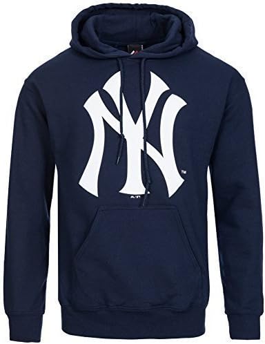 American Sports Merchandise Men's Official New York Yankees Baseball Logo Hoodie, Navy, Large