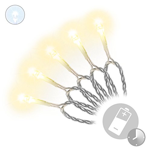 30er LED Lichterkette Aussenbeleuchtung mit Timer Batterie Xmas Weihnachten (warmweiß)