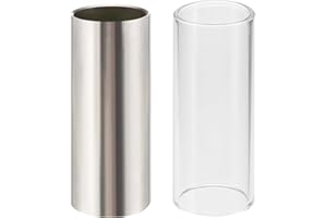 PMTFUMY Glass Slide 2 Pieces Stainless Steel Slide Finger and Knuckle Slide Guitar Slide Guitar Slides for Electric Guitar,Guitar & Gear Accessories （6cm）