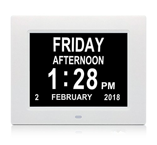 YCOO [Newest] Digital Calendar Day Clock,12 Options Alarm Clock - Memory Loss Day Clock - Electronic Digital Clock with Large HD LCD - Desk clock, Wall Clock Excellent for Impaired Vision