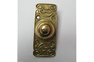 Ironmongery World Victoriano Tradicional Estilo Antiguo Timbre Botón Timbre de Puerta con Cable - Dorado/Plata, Brass Ornate