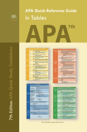 Buy APA Quick Reference Guide in Tables: 7th Edition APA Quick Study ...