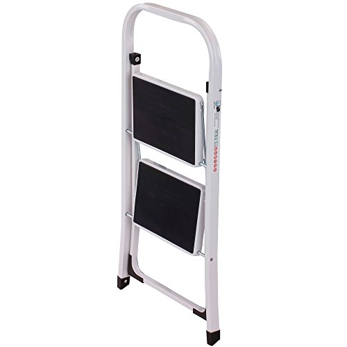 VonHaus Schwerlast Klappbare Transportfähige 2 Stufen Leiter Stehleiter Stahl - 5