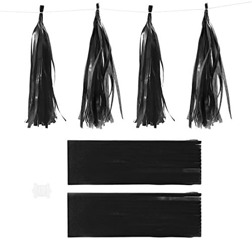 Paper Tassel, black, size 12x35 cm, 14 g, 12pcs
