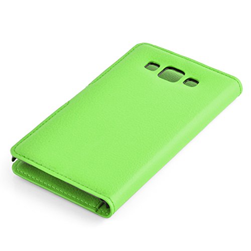 Cadorabo – Book Style Hülle für Samsung Galaxy A3 (5) (A300 – Modell 2015) – Case Cover Schutzhülle Etui Tasche mit Standfunktion und Kartenfach in MINZ-GRÜN - 5