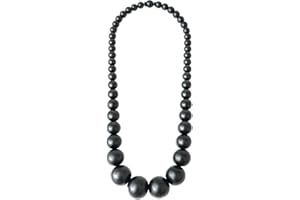 Heritage Hues Chunky Wooden Bead Unisex Necklace 80cm – Statement design - Black