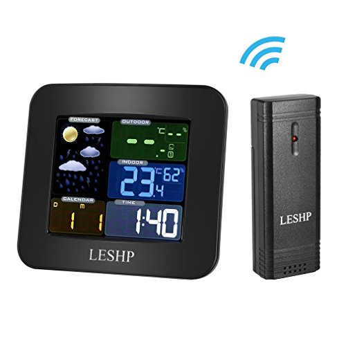 Leshp Funkwetterstation Mit Farbdisplay Hygrometer Wetterstationen Mit Hintergrundbeleuchtung Wettervorhersage Funkuhr Wecker Innen Und Aussentemperatur Luftfeuchtigkeit Aussensensor Online Kaufen
