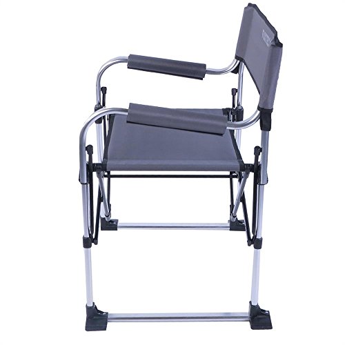 FUXTEC faltbarer Klappstuhl Anglerstuhl Campingstuhl FX-NC-117 grau klappbar mit robustem Alugehäuse, gepolsterte Armlehnen, platzsparend, mit Tragegriff, äußerst belastbar bis 120 kg – Das Original mit Qualität! - 4