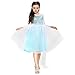 Produktbild Katara 1718 – Eisprinzessin Königin Elsa Mädchen Ball Festkleid Kinder-Kostüm mit Umhang – Disney-inspiriert mit Glitzer, Kapuze, Stickerei – Verkleidung zu Karneval, Weihnachten – 128/134 Weiß/Blau