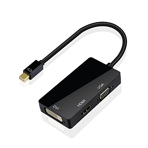 VicTsing 3 in 1 Mini Displayport DP auf HDMI DVI VGA Kabel-Adapter Konverter für Apple MacBook, MacBook Air, MacBook Pro, iMac, Mac mini, Microsoft Surface Pro 1 2 3, Lenovo Thinkpad X1/ Carbon/ Touch/ Helix usw. – Schwarz - 9