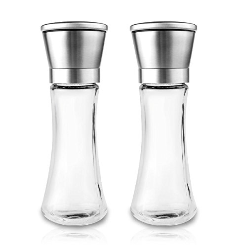Pfeffermühle Edelstahl Salz Pfeffermühle 2 200 ml verstellbares Mahlwerk Keramik Rotor bleifrei Glas - 4