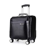 BAG 16-Zoll-Kleiner Flugkoffer-Luxus-Trolley-Kabinentasche Leichte Laptoptasche auf Rädern,Black