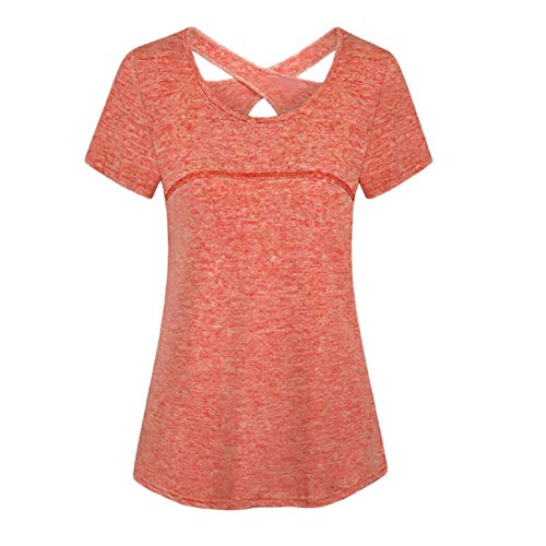 FXY T-Shirt de Sport pour Femme, Yoga, Haut Respirant T-Shirt de Sport Respirant,Watermelonred,M