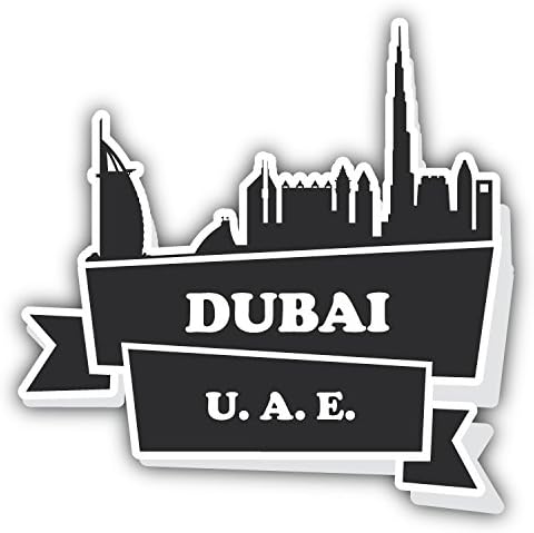 Dubai City Silhouette Travel Art Decor Bumper Sticker 12 x 12 cm