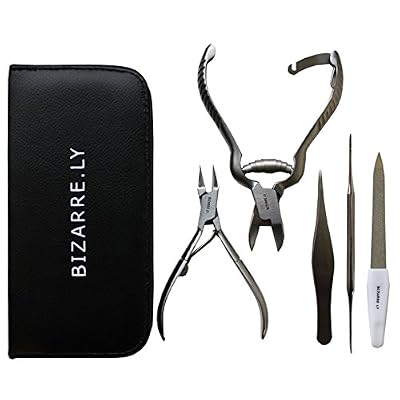 Bizarre.ly KIT Pro BIZARRE.LY 5 Pcs ONGLES DE PIEDS Incarnés-Ustensiles Pédicure RÉPARATION & PRÉVENTION Ongles Douloureux- LIME, LIFTER, 2 COUPE-ONGLES, PINCE DE PRÉCISION-Dans un ETUI PORTABLE EN CUIR