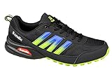 Herrensportschuhe gibra® Herren Sportschuhe Übergröße, sehr leicht und bequem, schwarz/blau/neongrün, Gr. 47