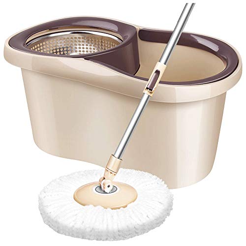 HUABEI Asa Extensible Easy Clean fregona Altura Ajustable y cucharas Establece Acero Inoxidable Dual Disc Drive Spinning fregona Suelo de Madera baldosa cerámica Inicio Limpia Herramientas (Size : S)