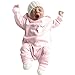Produktbild Babykleidung,Honestyi Herbst Winter neugeborenen Baby Mädchen&junge Augen Gesicht drucken Spielanzug Overall hat 2St Outfit Set (Rosa, 3M/70CM)