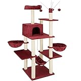 tectake 800657 Arbre à Chat Griffoir Grattoir | Hauteur 165cm | avec Hamac | 4 Balles de Jeu - Diverses Couleurs - (Bordeaux | no. 402935)