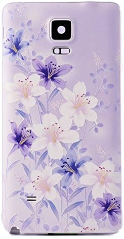 CXMALL Samsung Galaxy Note 4 Replacement Back Cover, Embossed Pattern Premium Plastic Housing Battery Back Cover for Samsung Galaxy NOTE 4 N9100 (Purple Lily)