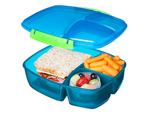 Sistema Lunch Triple Split Lunchbox mit Joghurttopf, 2 Liter, plastik, blau / grün, 24.5 x 20 x 9.1999999999999993 cm - 5