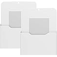 MoKo Magnetic File Holder, A4 Large Size Refrigerator Storage Organizer Magnet Pencil Cups Marker Paper Letter Pen Holder Stationery Supplies for Classroom Office Home, 2 Pack, White