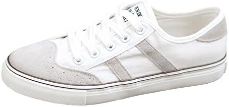 NVX Women's Low Top Lace-Up Flat Bottom Canvas Casual Athletic Skate Shoes Sneakers , white , 36