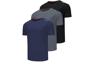 Csqtongan 3er Pack Sport Tshirts Herren Funktionsshirt Sportshirt Kurzarm T-Shirt Schnelltrocknend Atmungsaktiv Sport Shirt Männer Laufshirt Gym Trainingsshirt Herren