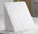 Lancashire Textiles Multi Purpose Adult Comfort Pain Relief Back Support Foam Hypoallergenic Bed Elevate Wedge Pillow Cushion for Acid Reflux, GERD, Heartburn & Indigestion with Soft White Removable Quilted Cover