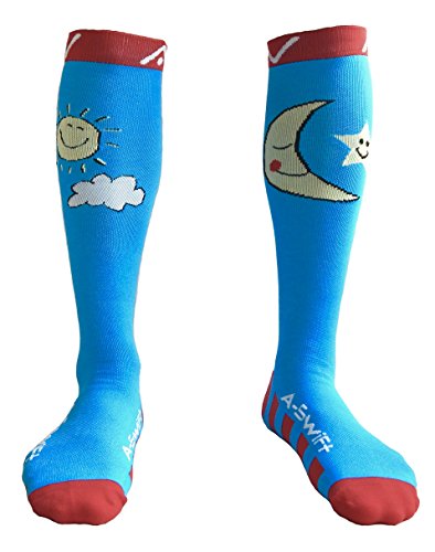 A-Swift Calcetines de compresión (1 par) para mujer y hombre (Rise & Shine, M)