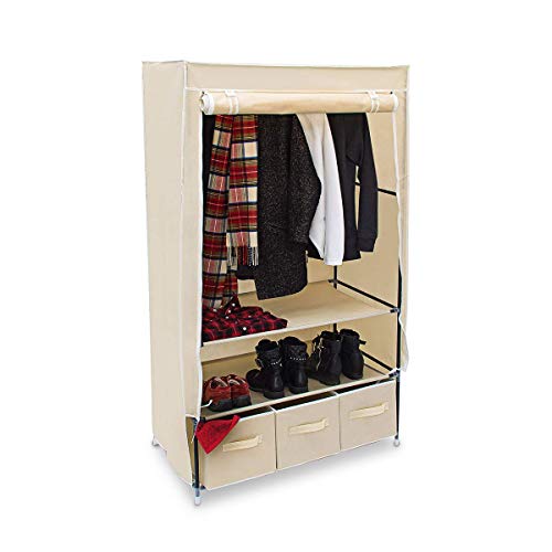 Relaxdays Modello Valentin L Armadio Pieghevole XL, Tessuto, Beige