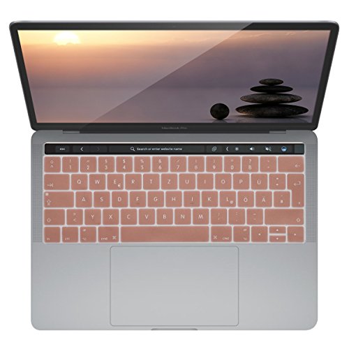 kwmobile Tastaturschutz Apple MacBook Pro 13″ / 15″ (ab 2016) Touchbar – QWERTZ Silikon Laptop Tastaturfolie – Notebook Tastaturschutzfolie Rosegold - 5