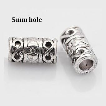 Dreadz Silver Heart Pattern Dreadlock Hair Beads (5mm Hole) x 3 Bead Pack