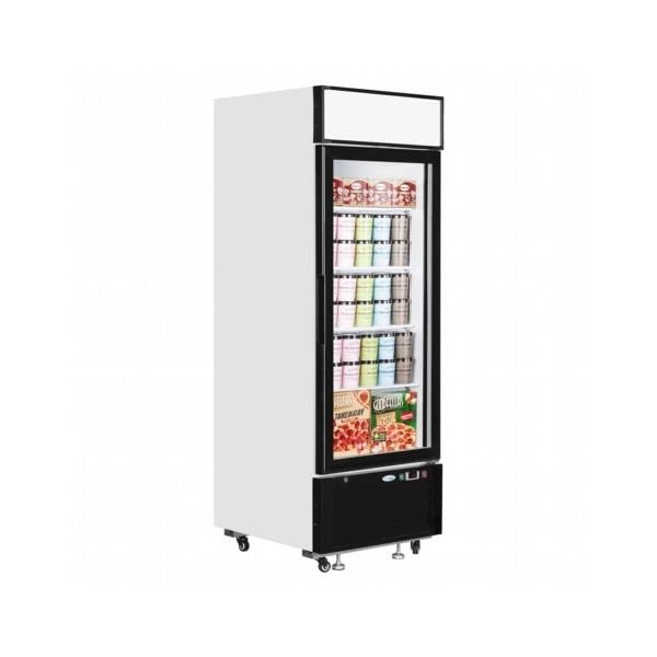 Interlevin LGF2500 Glass Door Display Freezer Frozen Display with White Glass Door 2055(H)x690(W)x800(D) 496 Litre 4 Shelves -2 Year Parts Warranty Included
