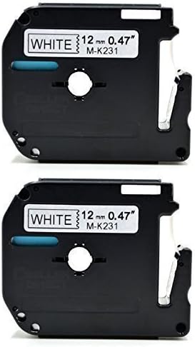 Eseller Direct® - 2 x Compatible Label Tape Replacement MK231 M-K231 for Brother P-Touch PT-90- 12mm wide x 8m Length ( 2 Black on White )
