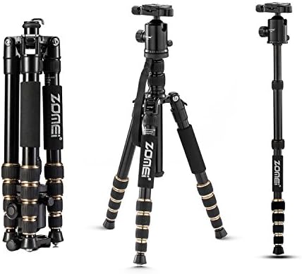 ZM Travel Tripod Magnesium Aluminum Alloy Lightweight Portable Tripod Monopod with 360 Degree Ball Head for Nikon Sony Canon Olympus All Digital Camera …