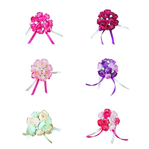 Sztara Eleganter Brautschmuck Blumen-Armband / Ansteckblume, kreativ, für Brautjungfer, mit Rosen- und Perlen-Band, für Hochzeitsparty, für Handgelenk - 2