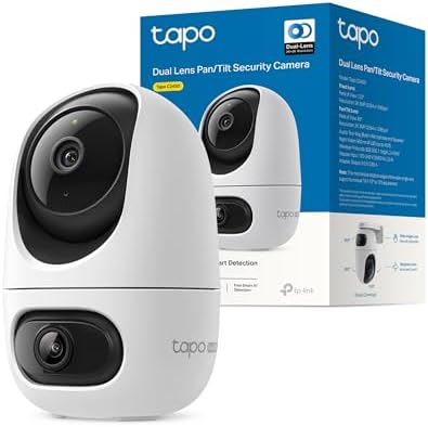 Tapo C245D Telecamera WiFi Interno Doppio Obiettivo 2K+2K, Pan/Tilt, Doppia Vista su 1 Schermo, Tracciamento Smart, AI Persone/Animali/Veicoli/Bimbi, Visione Notturna IR fino a 12 m