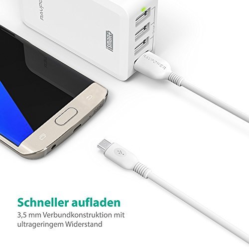 RAVPower Micro USB Kabel 3-Pack Set neu Version für Smartphone Tablet weiß - 5