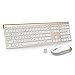Price comparison product image Jelly Comb Wireless Keyboard Mouse, KUS015 2.4G Rechargeable Full Size Ultra Slim Keyboard & Mouse Set Combo QWERTY UK Layout, Gold and White