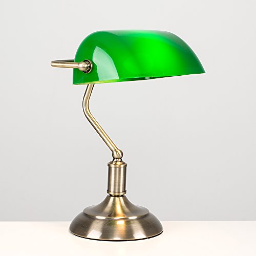 MiniSun – Traditionelle Bankerlampe mit einem Finish aus Antikmessing und einem grünen Lampenschirm – Tischlampe - 3