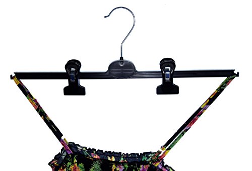 Hagspiel Kleiderbügel 20 Stk. Kleiderbügel aus Kunststoff, schwarz, mit 2 extra starken verschiebbaren Klammern, 40 cm - 5
