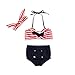 Produktbild Tonsee 3pcs Baby Mädchen Niedlich Bademode Streifen Straps Badeanzug Bade Bikini Set Outfits Knopfleiste Bikini Neckholder Karomuster Schwimmanzug Badeanzug (100(24M), Rot)