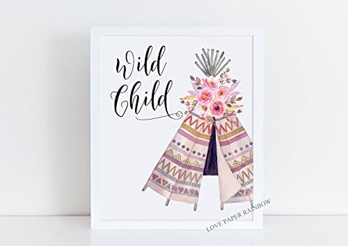 wild child print, teepee print, boho print, bohemian print, boho nursery print, bohemian nursery decor, nursery print, nursery decor, nursery wall art, modern nursery print, nursery quote print, new baby gift, kids bedroom print
