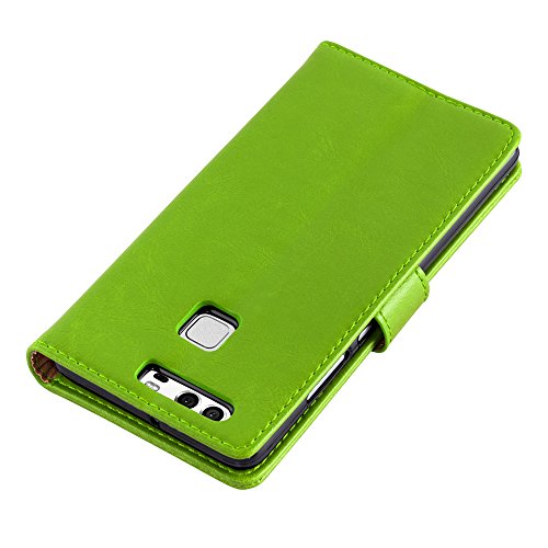 Huawei P9 Funda Estilo Libro de Cuero Sint  tico en VERDE HIERBA de Cadorabo  Dise  o LUXURY      Cubierta Protectora con Cierre Magn  tico  Tarjetero y Funci  n de Suporte     Protecci  n Carcasa Caja Etui Case Cover