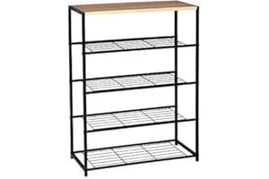 ‎WOLTU WOLTU Schuhregal mit 4 Ebenen, Schuhständer Metall, Schuhaufbewahrung platzsparend, Schuhorganizer für 12 Paar, Flur Wohnzimmer, 63x83x30 cm, schwarz