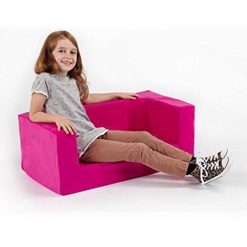 Children's Comfy Foam 2 Seater Mini Sofa in Pink. Soft, Colourful, Comfortable & Lightweight with a Removeable Cover