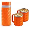 Cello Puro SIP Coffee Set 3 PC Insulated Tuff Flask and Mugs (Orange)